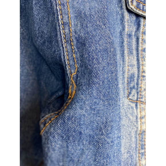 Fiore Womens Denim Jacket S Blue Distressed Oversized‎ Grunge Button Up - Picture 8 of 10